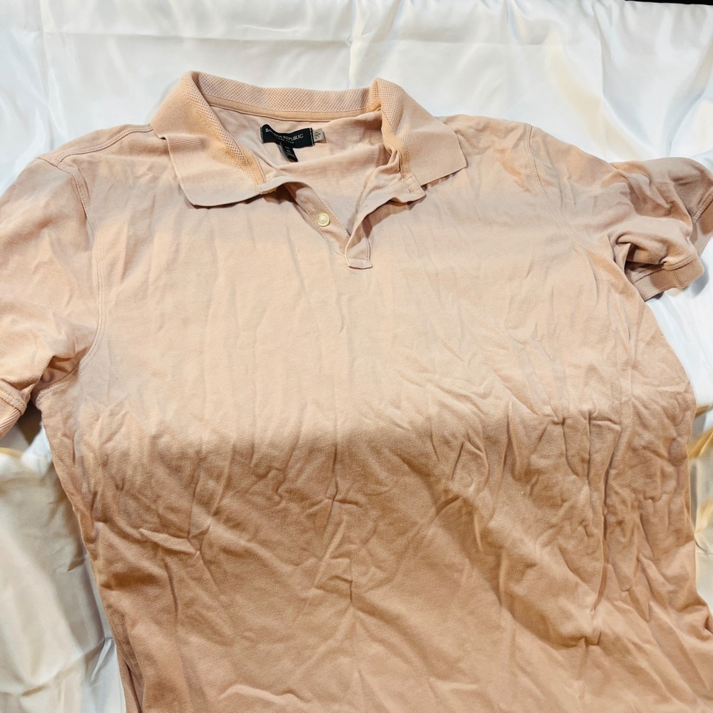 Banana Republic Core Temp Tall XL Mens Peach Pink Polo Shirt Short Sleeve Casual